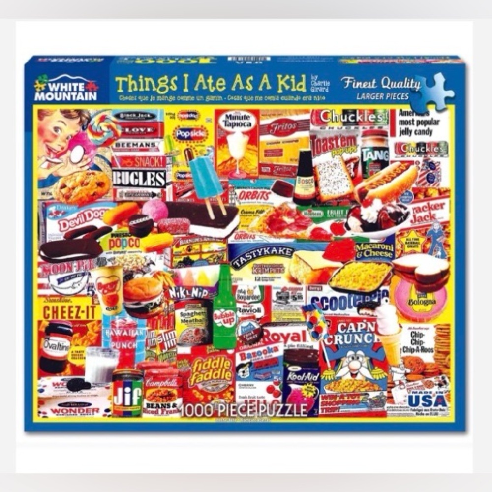White Mountain “Things I Ate as a Kid” 1000 Piece Jigsaw Puzzle Complete - Picture 1 of 6